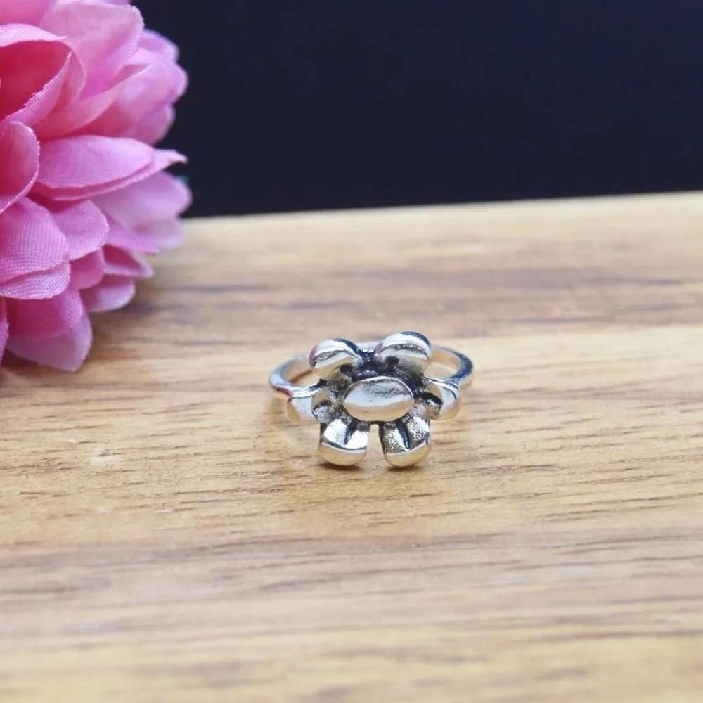 Boho Silver Flower Ring